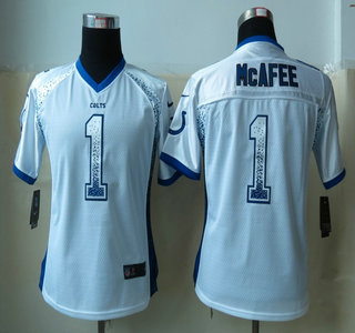 Nike Indianapolis Colts #1 Pat McAfee Drift Fashion Elite White Womens Jersey