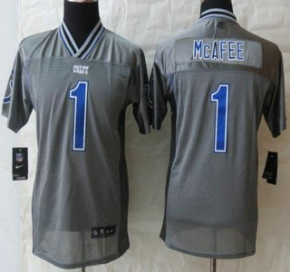 Nike Indianapolis Colts #1 Pat McAfee Grey Vapor Elite Kids Jersey