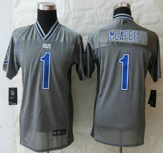 Nike Indianapolis Colts #1 Pat McAfee Grey Vapor Elite Kids Jersey