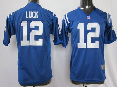 Nike Indianapolis Colts 12 Andrew Luck Blue Game Kids Jersey