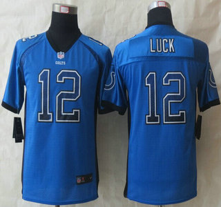 Nike Indianapolis Colts #12 Andrew Luck Drift Fashion Blue Elite Kids Jersey