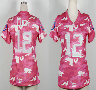 Nike Indianapolis Colts #12 Andrew Luck Fashion 2013 New Pink Camo Women's Jersey