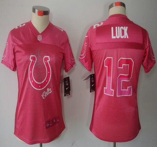 Nike Indianapolis Colts #12 Andrew Luck Pink FEM FAN Elite Womens Jersey