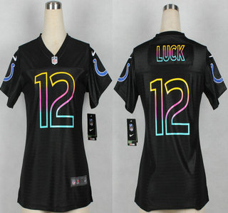 Nike Indianapolis Colts #12 Andrew Luck Pro Line Black Fashion Womens Jersey