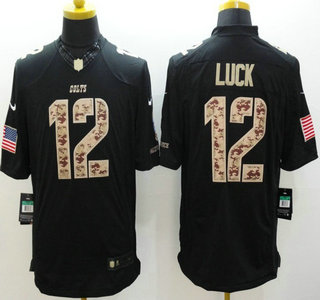 Nike Indianapolis Colts #12 Andrew Luck Salute to Service Black Limited Jersey
