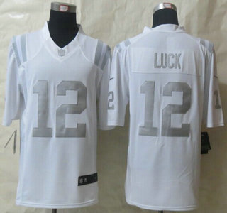 Nike Indianapolis Colts #12 Andrew Luck White Platinum Limited Jersey