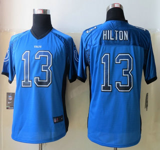 Nike Indianapolis Colts #13 T.Y. Hilton  Drift Fashion Blue Elite Womens Jersey