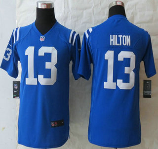 Nike Indianapolis Colts #13 T.Y. Hilton Blue Game Kids Jersey