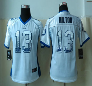 Nike Indianapolis Colts #13 T.Y. Hilton Drift Fashion Elite White Womens Jersey