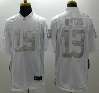Nike Indianapolis Colts #19 Johnny Unitas White Platinum Limited Jersey