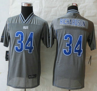 Nike Indianapolis Colts #34 Trent Richardson  Grey Vapor Elite Kids Jersey