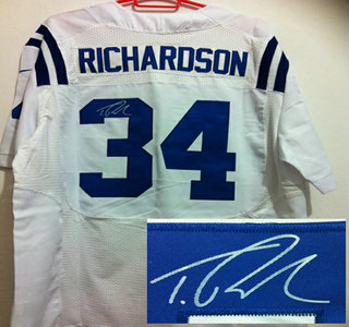 Nike Indianapolis Colts #34 Trent Richardson White Signed Elite NFL Jersey