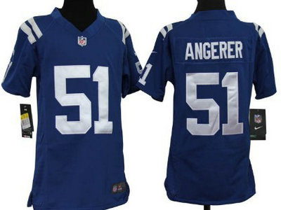 Nike Indianapolis Colts 51 Pat Angerer Blue Game Kids Jersey