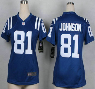 Nike Indianapolis Colts #81 Andre Johnson Blue Game Womens Jersey