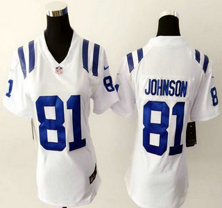 Nike Indianapolis Colts #81 Andre Johnson White Game Womens Jersey