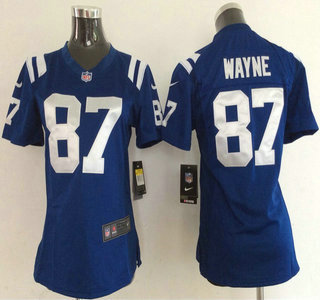 Nike Indianapolis Colts #87 Reggie Wayne Blue Game Womens Jersey
