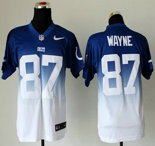 Nike Indianapolis Colts #87 Reggie Wayne Drift Fashion II Blue With White 2013 Elite Jersey