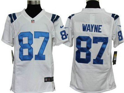 Nike Indianapolis Colts 87 Reggie Wayne White Game Kids Jersey