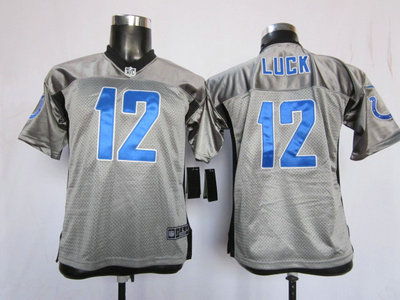 Nike Indianapolis Colts 12 Andrew Luck Grey Shadow Game Kids Jersey
