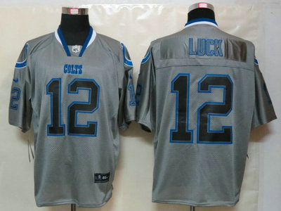 Nike Indianapolis Colts 12 Andrew Luck Lights Out Grey Elite Jersey