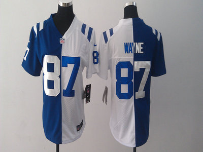 Nike Indianapolis Colts 87 Reggie Wayne blue and white Split Elite Womens Jerseys