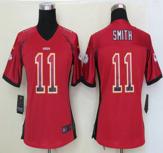 Nike Kansas City Chiefs #11 Alex Smith Drift Fashion Red Elite Womens Jersey