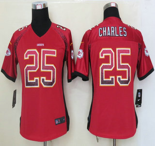 Nike Kansas City Chiefs #25 Jamaal Charles Drift Fashion Red Elite Womens Jersey