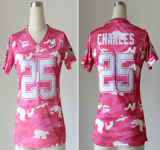 Nike Kansas City Chiefs #25 Jamaal Charles Fashion 2013 New Pink Camo Women's Jersey