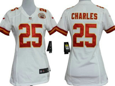 Nike Kansas City Chiefs 25 Jamaal Charles White Game Womens Team Jersey