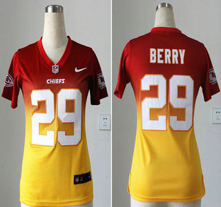 Nike Kansas City Chiefs #29 Eric Berry Drift Fashion II Red With Yellow Elite Womens Jersey