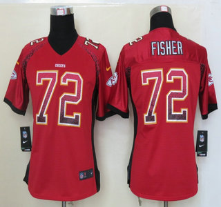 Nike Kansas City Chiefs #72 Eric Fisher Drift Fashion Red Elite Womens Jersey