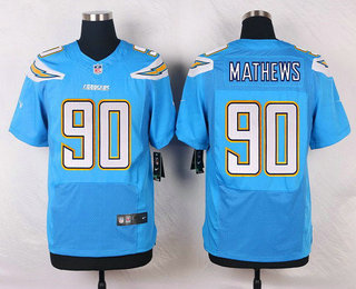 Nike Los Angeles Chargers #90 Ricardo Mathews Light Blue Alternate NFL Nike Elite Jersey