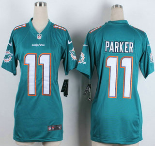 Nike Miami Dolphins #11 DeVante Parker 2013 Green Game Womens Jersey