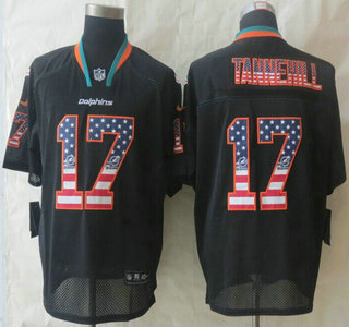 Nike Miami Dolphins #17 Ryan Tannehill 2014 USA Flag Fashion Black Elite Jersey