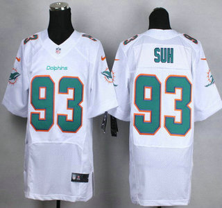 Nike Miami Dolphins #93 Ndamukong Suh 2013 White Elite Jersey