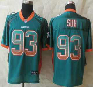 Nike Miami Dolphins #93 Ndamukong Suh Drift Fashion Green Elite Jersey