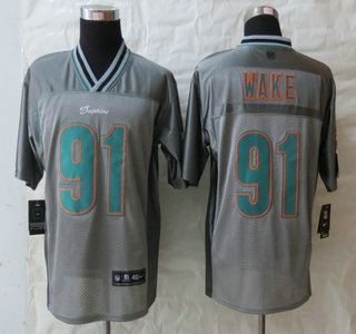Nike Miami Dolphins #91 Cameron Wake Grey Vapor Elite Jersey
