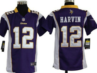 Nike Minnesota Vikings 12 Percy Harvin Purple Game Kids Jersey