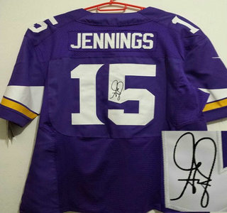 Nike Minnesota Vikings #15 Greg Jennings Purple Signed Elite NFL Jersey New Style