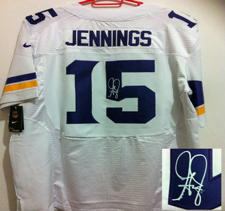Nike Minnesota Vikings #15 Greg Jennings White Signed Elite NFL Jerseys New Style