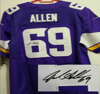 Nike Minnesota Vikings #69 Jared Allen Purple Signed Elite NFL Jerseys New Style