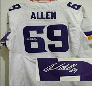 Nike Minnesota Vikings #69 Jared Allen White Signed Elite NFL Jerseys New Style