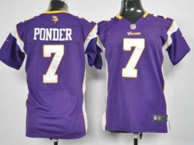 Nike Minnesota Vikings 7 Christian Ponder Purple Game Kids Jersey