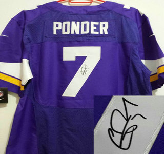 Nike Minnesota Vikings #7 Christian Ponder Purple Signed Elite NFL Jerseys New Style