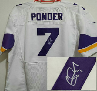Nike Minnesota Vikings #7 Christian Ponder White Signed Elite NFL Jerseys New Style