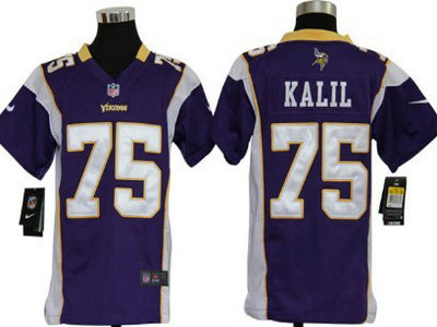 Nike Minnesota Vikings 75 Matt Kalil Purple Game Kids Jersey