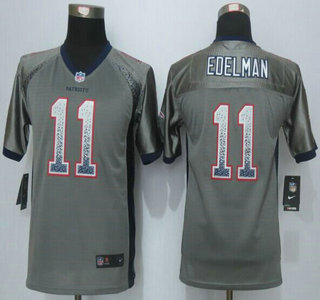 Nike New England Patriots #11 Julian Edelman Drift Fashion Grey Kids Jersey