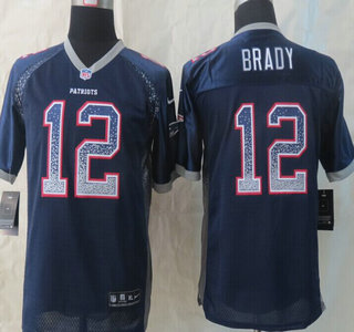 Nike New England Patriots #12 Tom Brady 2013 Drift Fashion Blue Kids Jersey