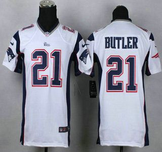 Nike New England Patriots #21 Malcolm Butler White Game Kids Jersey