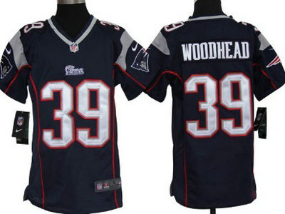 Nike New England Patriots 39 Danny Woodhead Blue Game Kids Jersey